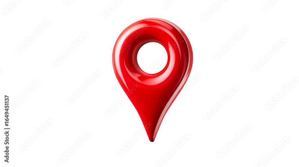 Fototapeta premium Glossy Red Map Pin Marker Icon Isolated on White Background, cut out transparent