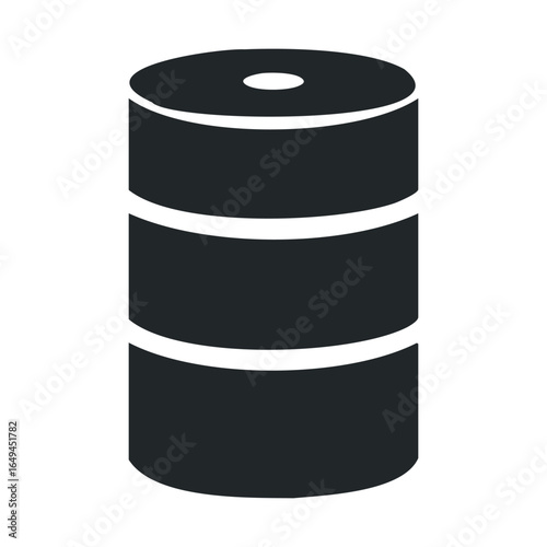 Black oil barrel icon on white background