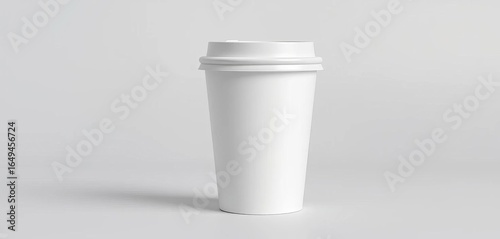 Wallpaper Mural Plain white disposable coffee cup with lid, light gray background,  beverage,  close-up Torontodigital.ca