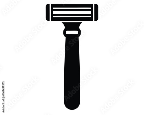 Clean black shaving razor silhouette for personal hygiene on white