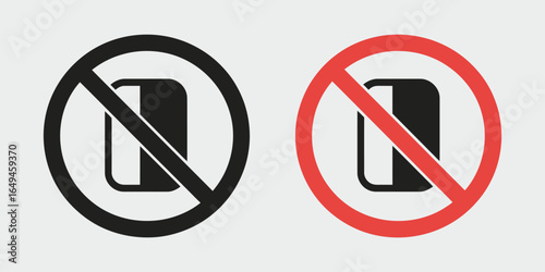 No credit card vector icon. A set of prohibition signs indicating payment declined, transaction error, or cash only. Isolated flat symbols for web and print.