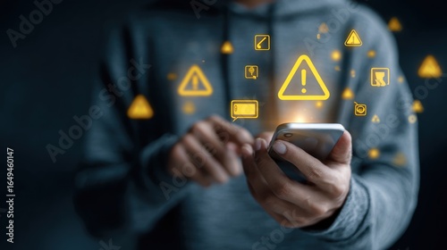 Smartphone displays digital warning icons