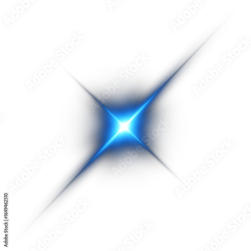 Blue star-shaped light flare with glowing edges and lens burst