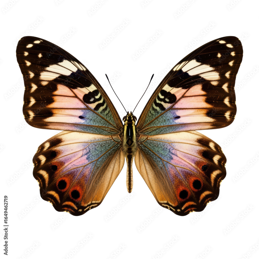 Obraz premium Colorful butterfly with intricate wing patterns on transparent background