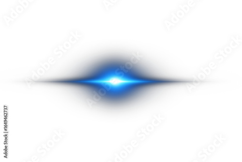Horizontal Blue Light Flare on Transparent Background