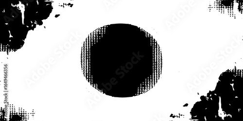 Splashes and dotted paint distressed halftone vector background with Old grunge black texture design.