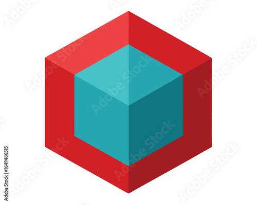 Geometric 3D Cube Icon Modern Design on White Background