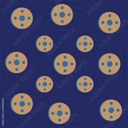 Circular Emblems Arrayed on a Concentric Pattern, Abstract Composition
