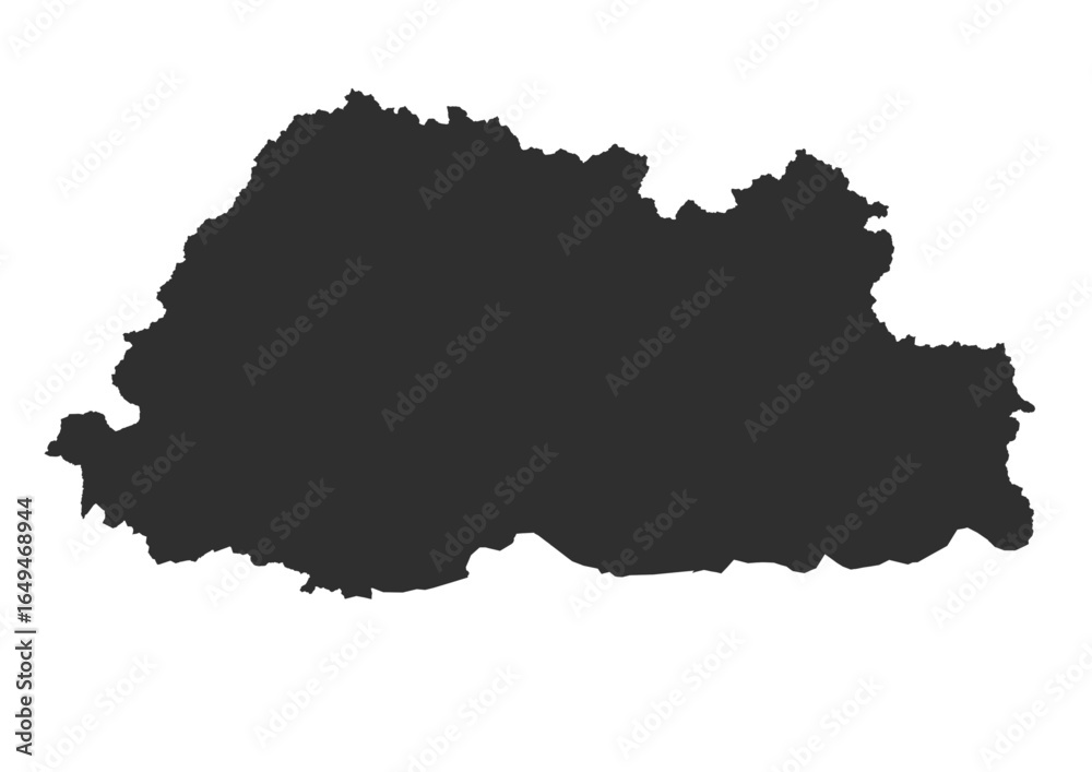 Fototapeta premium Black silhouette map of Bhutan country 