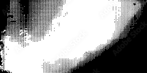 Splashes and dotted paint distressed halftone vector background with Old grunge black texture design.	