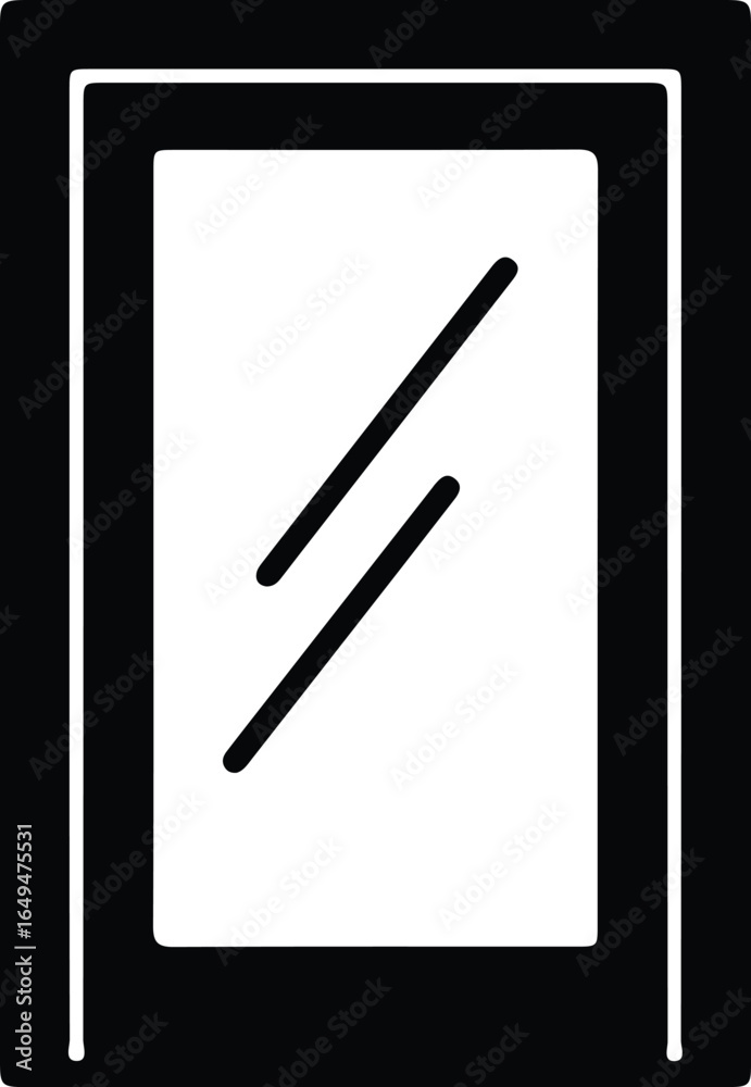 Vector Bathroom mirror black and white reflection silhouette Illustrator Vector Bathroom mirror black and white reflection silhouette Illustrator