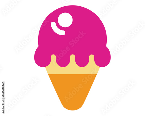 Vibrant pink scoop of delicious frozen dessert illustration on a clean white background, a perfect vector graphic for sweet treat concepts and summer indulgence.