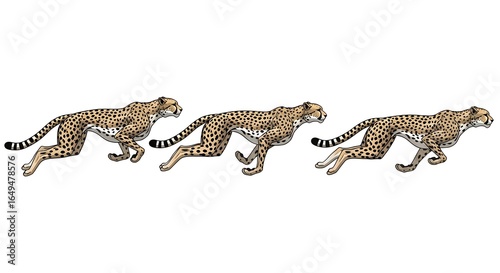 Capture the essence of incredible speed and fluid motion with this detailed illustration of a cheetah's running cycle.