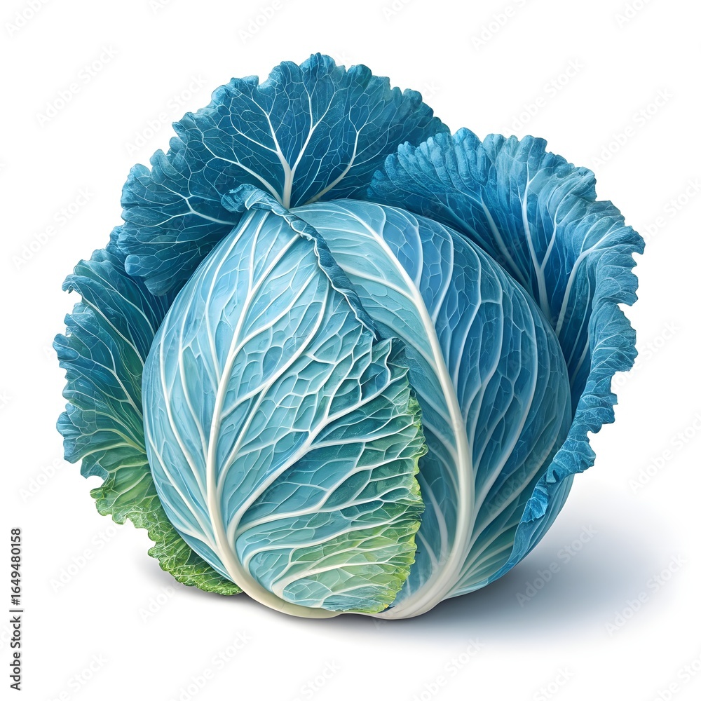 Obraz premium Blue Max Collard Striking Blue-Green Leafy Green with Broad Crinkled Leaves and Hearty Texture on Crisp White Background for Nutritious Botanical Beauty and Culinary Inspiration