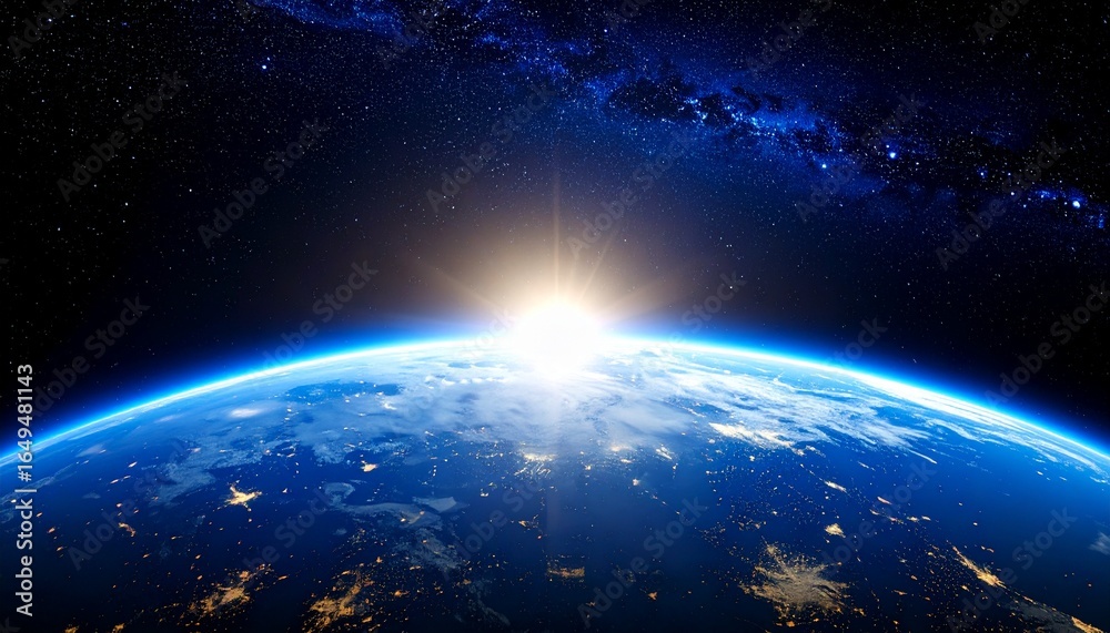 Obraz premium Blue Earth and the floating sun seen from space