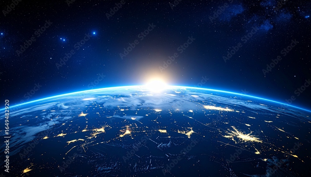 Obraz premium Blue Earth and the floating sun seen from space