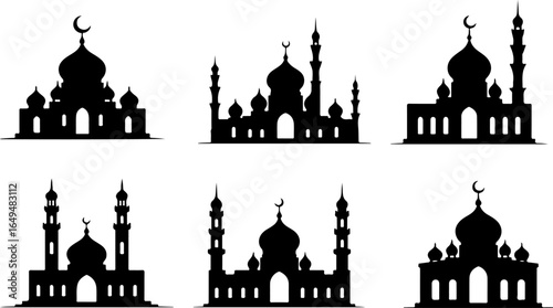 Islamic Mosque Silhouette Vector Bundle