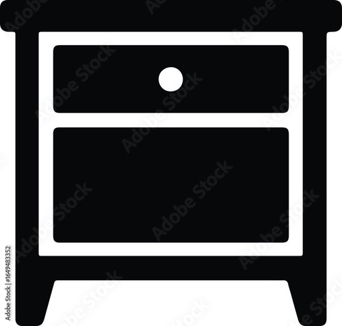 Vector nightstand furniture bedroom interior minimalist simple silhouette Illustrator