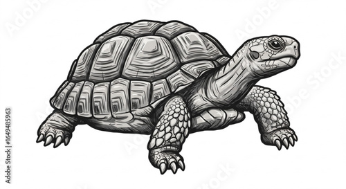 Detailed illustration of a tortoise isolated on white background