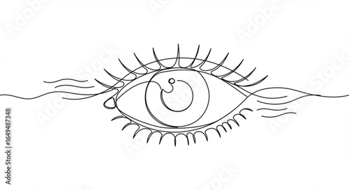 Minimalist eye line art isolated on white background