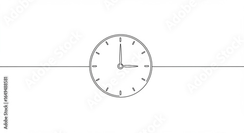 Minimalist analog clock face isolated on white background