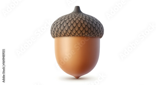 Realistic 3D acorn illustration, a symbol of autumn, growth, and nature.