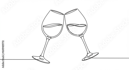 Two wine glasses making a toast, isolated on white background