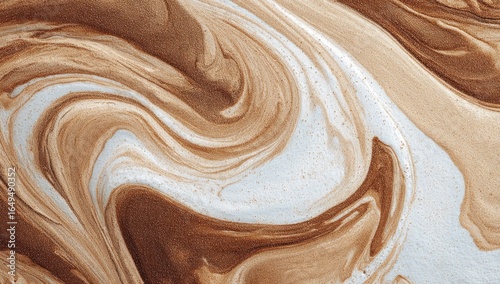 Abstract swirling marbled design in light brown and off-white tones