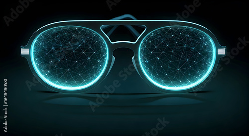 These cutting-edge smart glasses feature glowing networked lenses perfect for augmented reality applications and next-gen data display.