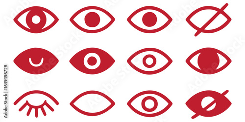 Eye icon set. See and unsee eye icon. Eye icon for visible and invisible passwords. Hide and show password icons. Eyes open and closed vector icons