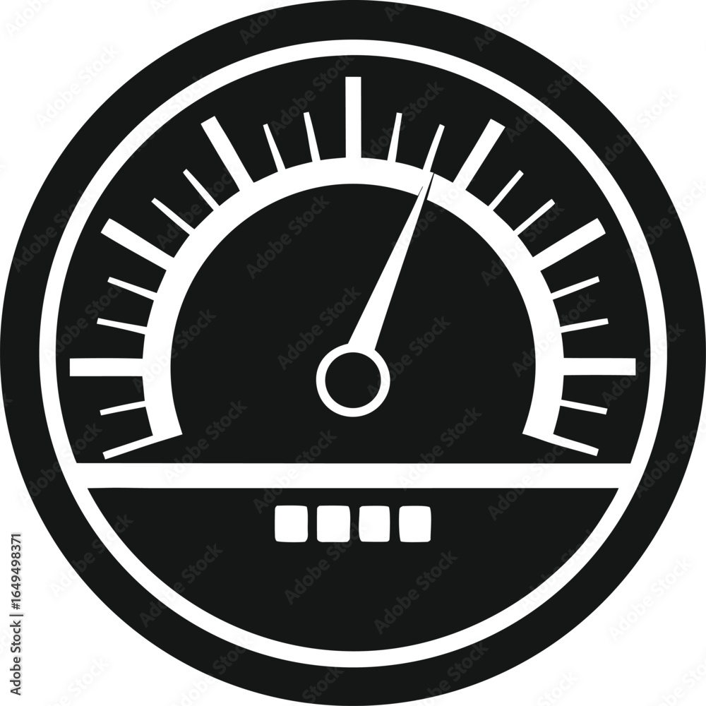 Clean Black Automotive Speedometer Icon. Clean Black Automotive Speedometer Icon.