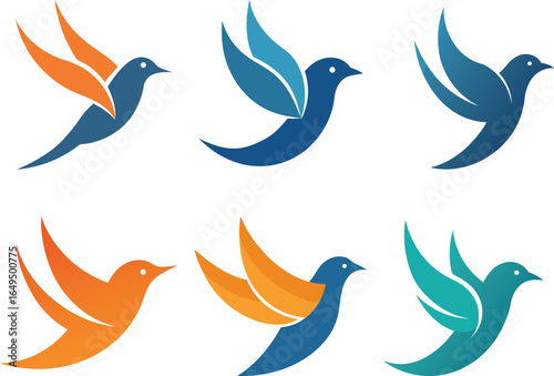 Modern Blue Bird Logo Collection