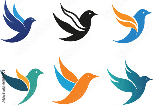 Modern Blue Bird Logo Collection