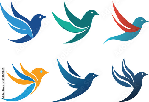 Modern Blue Bird Logo Collection
