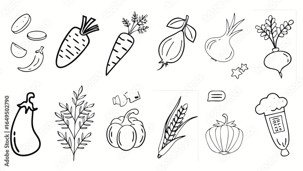 Fototapeta premium Collection Of Black And White Vector Illustrations