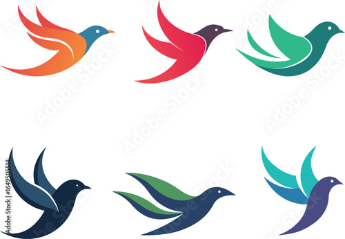 Colorful Flying Birds  Logo Designs