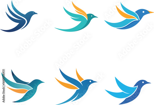 Colorful Flying Birds  Logo Designs