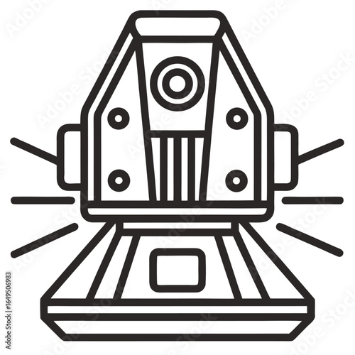 Black and white outline of a surveying instrument theodolite