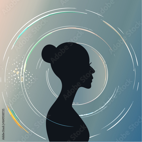 Mindful woman silhouette symbolizing financial focus

