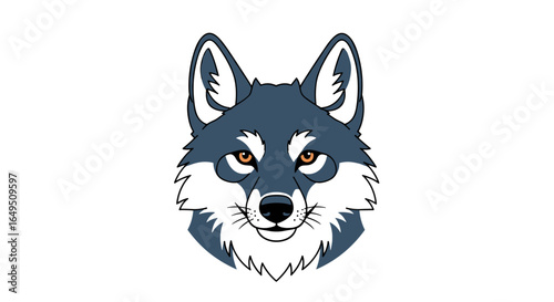 Illustration of a wolf face with alert eyes and sharp features