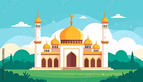 Mosque in a serene landscape