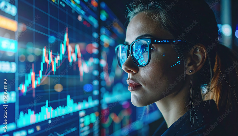Woman Analyzing Stock Market Data. Woman Analyzing Stock Market Data.