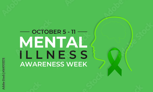 Mental Illness Awareness Week promotes mental health education, increases awareness, and reduces stigma. observed each year during the first full week of October. Banner poster design template. Eps 10