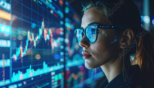Woman Analyzing Stock Market Data.