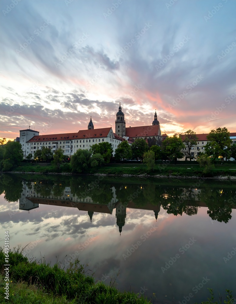 Fototapeta premium City by River at Sunset