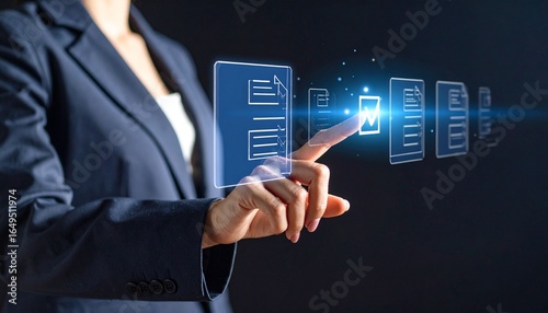 Wallpaper Mural A scene where a man in a suit selects from a virtual checklist floating in the air Torontodigital.ca