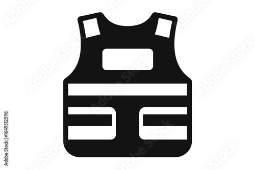 A simple icon featuring a high-visibility safety vest highlights protection and preparedness, making it suitable for numerous professional environments