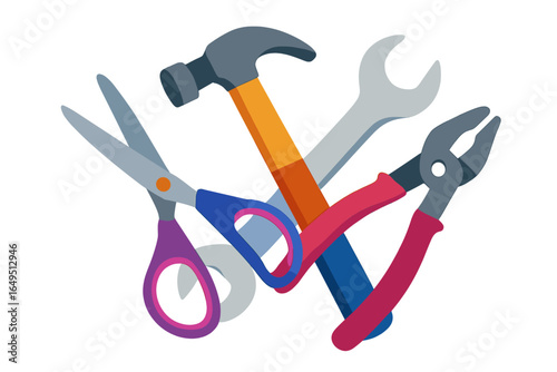 Collection of machinery and equipment symbols including industrial tools icons in silhouette form