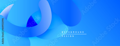 Abstract blue shapes overlap, creating dynamic gradient effect. Modern design suitable for backgrounds, presentations. Smooth curves dominate composition.