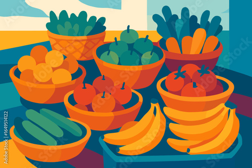An assortment of diverse vendors with multicolored canopies